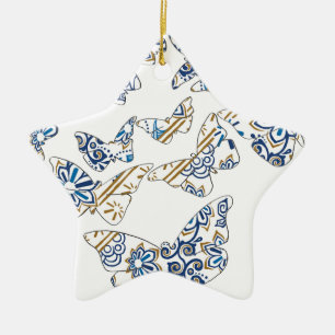 batik and butterfly no.4 ceramic ornament