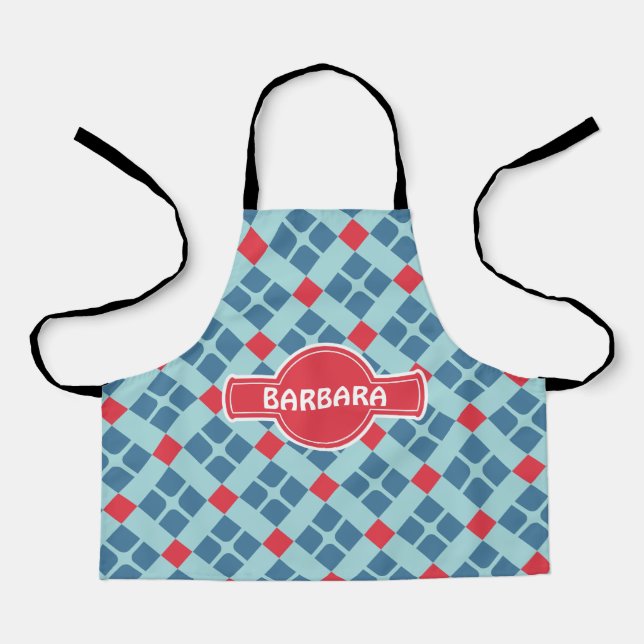 Batik Black Red Minimal Pattern Apron (Front)