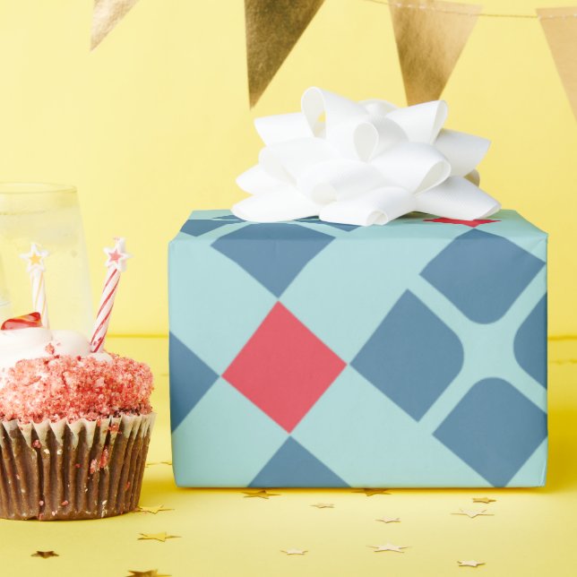 Batik Black Red Minimal Pattern Wrapping Paper (Birthday Party)