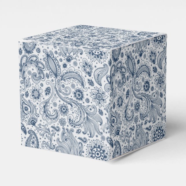 Batik boho style floral paisley pattern favour box (Front Side)