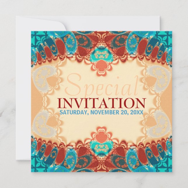 Batik Exotic Square Birthday / Special Invites (Front)