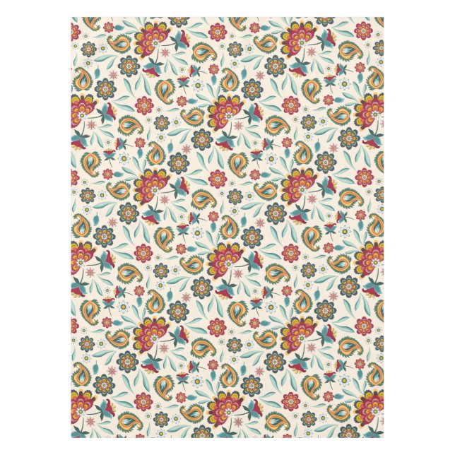 Batik Floral Boho Indonesian Style Tablecloth (Front)