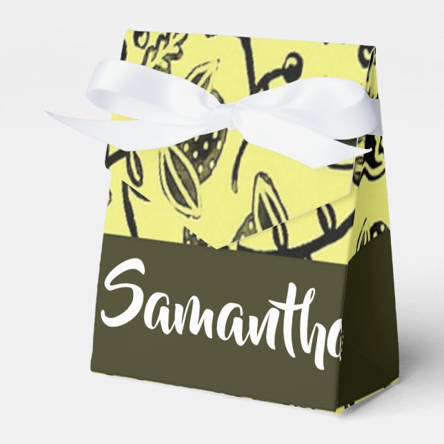 Batik floral brown pattern favour box (Front Side)