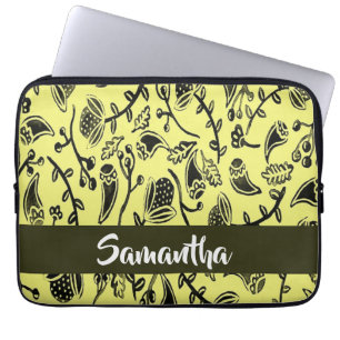 Batik floral brown pattern laptop sleeve
