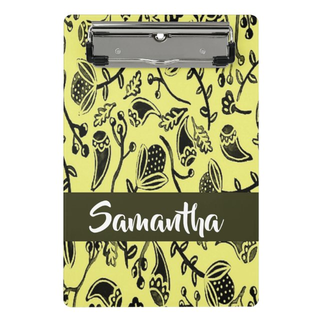 Batik floral brown pattern mini clipboard (Front)