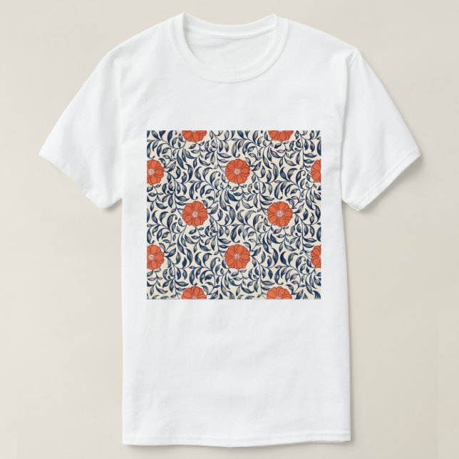 Batik Flower Pattern Chiffon Top  (Design Front)