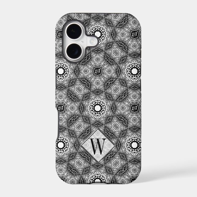 Batik Geometrica Monogram Custom Name Phone Case (Back)