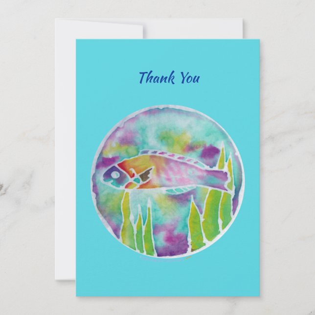 Batik Hinalea Hawaiian Fish Batik Art Thank You Card (Front)