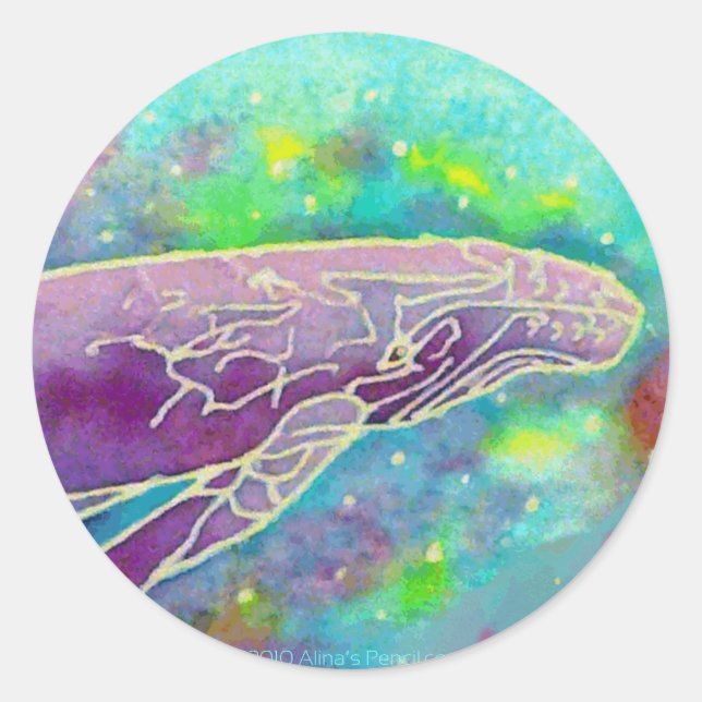Batik Humpback Whale Art Classic Round Sticker (Front)