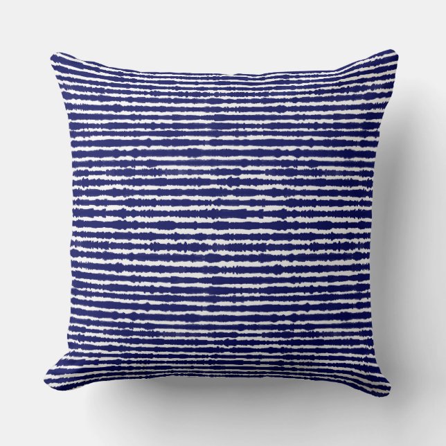 Batik Indigo Style stripes Cushion (Front)