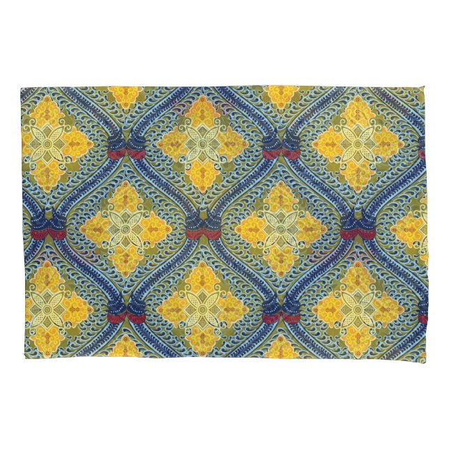 Batik Indonesian Wax-Resist Dyeing Technique Pillowcase (Front)