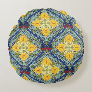 Batik Indonesian Wax-Resist Dyeing Technique Round Cushion