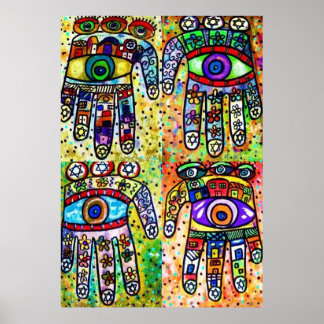 Batik Judaica Hamsas Poster