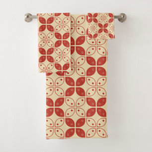Batik Kawung, Indonesian Pattern, Javanese, Ethnic Bath Towel Set