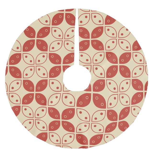 Batik Kawung, Indonesian Pattern, Javanese, Ethnic Brushed Polyester Tree Skirt (Front)