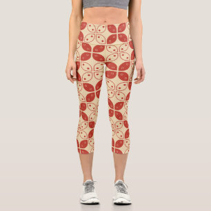 Batik Kawung, Indonesian Pattern, Javanese, Ethnic Capri Leggings