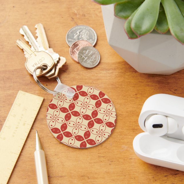 Batik Kawung, Indonesian Pattern, Javanese, Ethnic Key Ring (Desk)