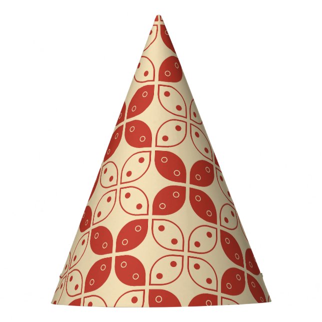 Batik Kawung, Indonesian Pattern, Javanese, Ethnic Party Hat (Front)