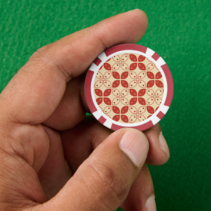 Batik Kawung, Indonesian Pattern, Javanese, Ethnic Poker Chips