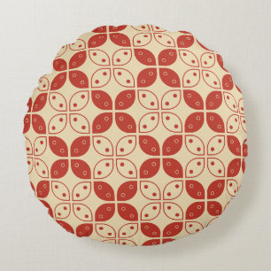 Batik Kawung, Indonesian Pattern, Javanese, Ethnic Round Cushion
