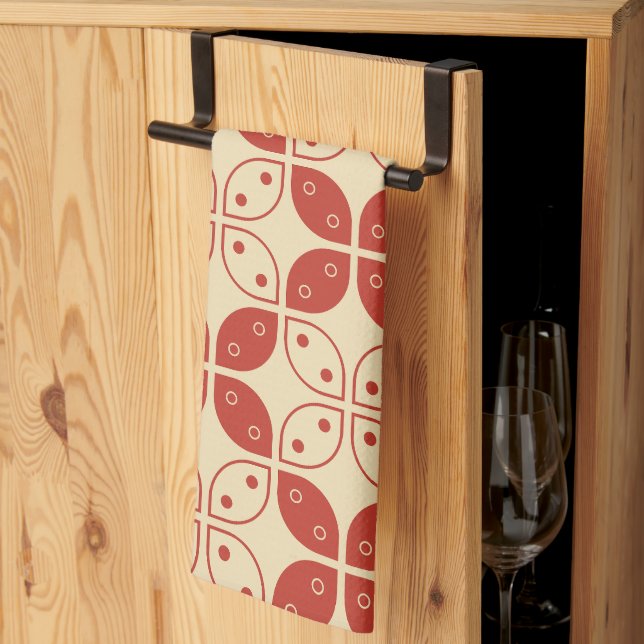 Batik Kawung, Indonesian Pattern, Javanese, Ethnic Tea Towel (Thirds Fold)
