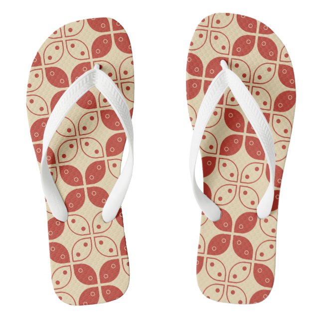 Batik Kawung, Indonesian Pattern, Javanese, Ethnic Thongs (Footbed)