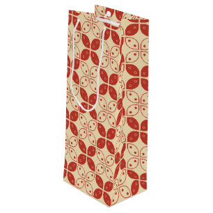 Batik Kawung, Indonesian Pattern, Javanese, Ethnic Wine Gift Bag