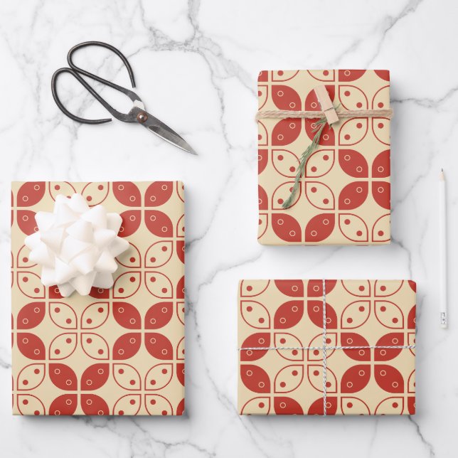 Batik Kawung, Indonesian Pattern, Javanese, Ethnic Wrapping Paper Sheet (Front)