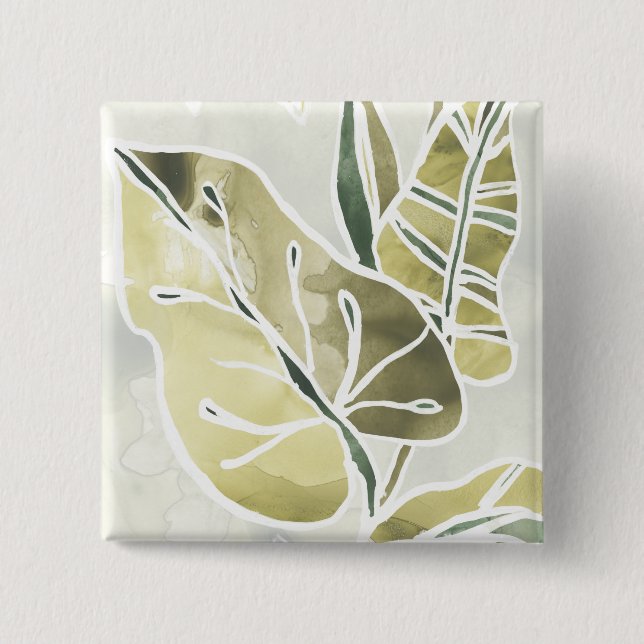 Batik Leaves 15 Cm Square Badge (Front)