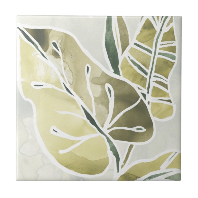 Batik Leaves Ceramic Tile (Front)