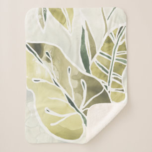 Batik Leaves Sherpa Blanket