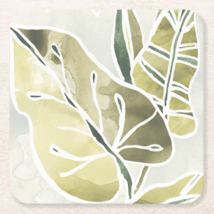 Batik Leaves Square Paper Coaster