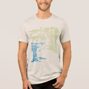 Batik-like Beach Tropical Green Blue Pattern Tri-Blend Shirt