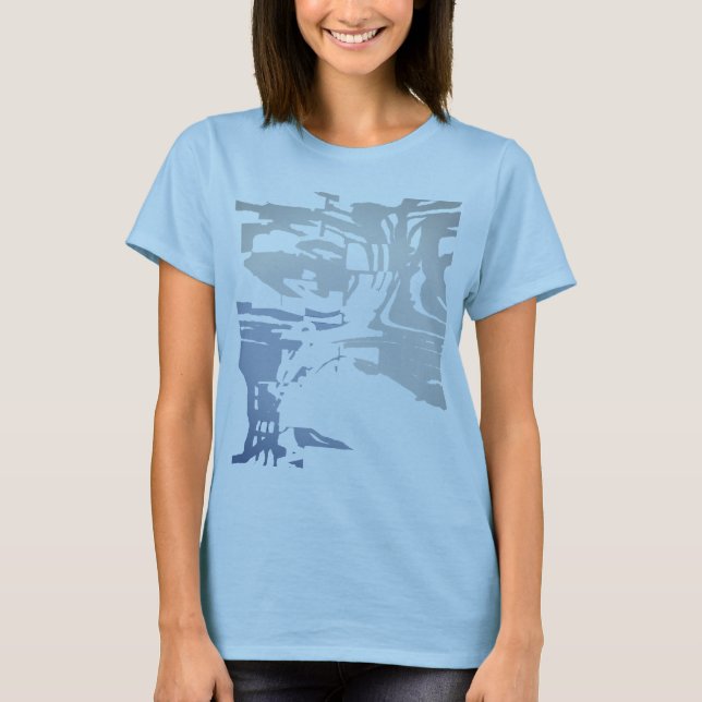Batik-like Tropical Beachy Grey Slate Blue Pattern T-Shirt (Front)