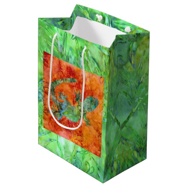 Batik Lizard Medium Gift Bag (Front Angled)