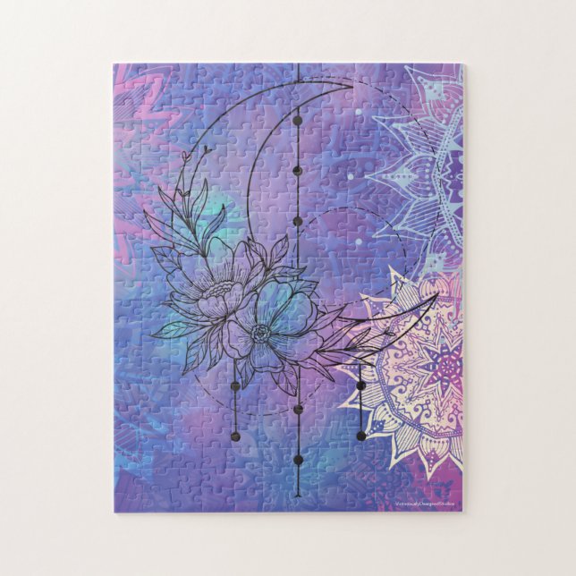 Batik Mandala and moon poster Jigsaw Puzzle (Vertical)