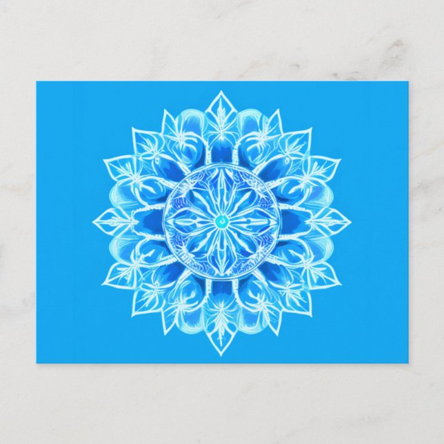 Batik Mandala Flower in Turquoise Postcard (Front)