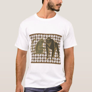 Batik Monkeys in Retro Style with Tribal Patterns T-Shirt