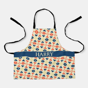 Batik Orange Blue Minimal Pattern Apron