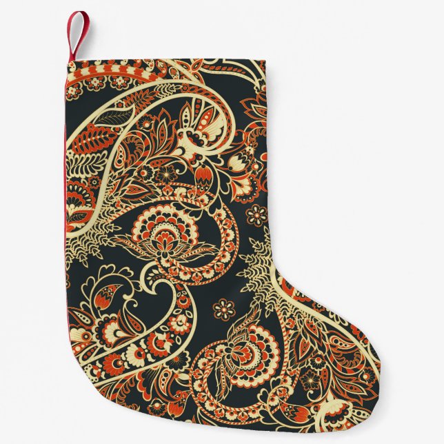 Batik Paisley: Vintage Seamless Pattern. Small Christmas Stocking (Front)