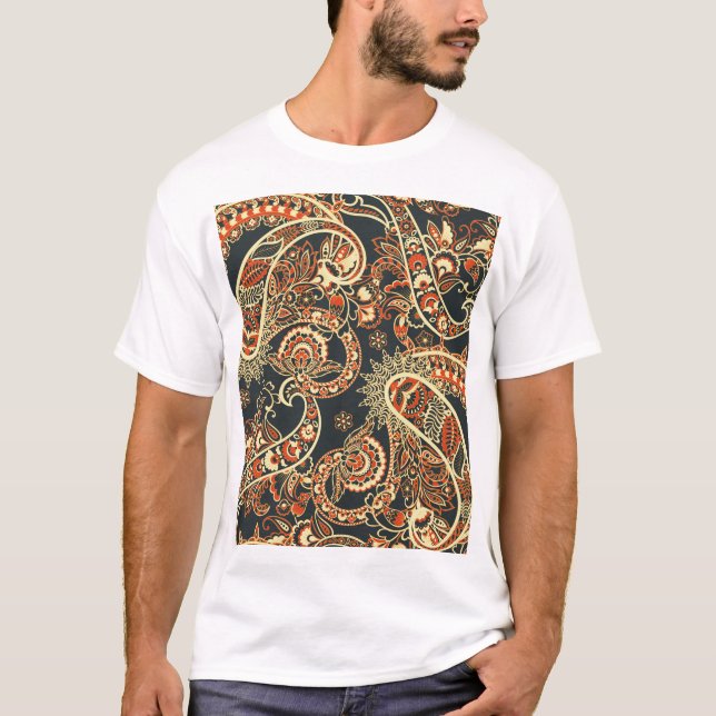 Batik Paisley: Vintage Seamless Pattern. T-Shirt (Front)