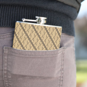Batik Parang, Indonesian Pattern, Javanese, Ethnic Hip Flask