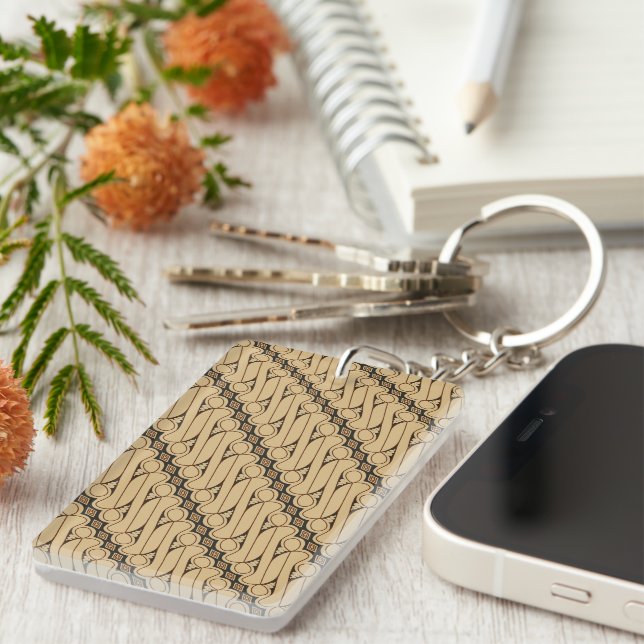 Batik Parang, Indonesian Pattern, Javanese, Ethnic Key Ring (Front Right)