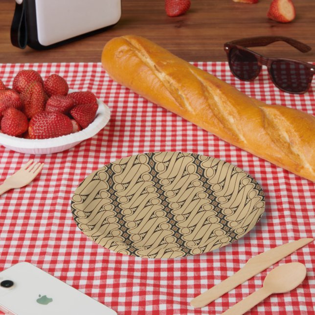 Batik Parang, Indonesian Pattern, Javanese, Ethnic Paper Plate (Picnic)