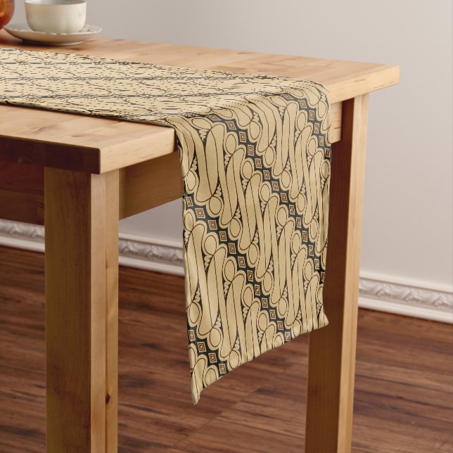 Batik Parang, Indonesian Pattern, Javanese, Ethnic Short Table Runner (In Situ)