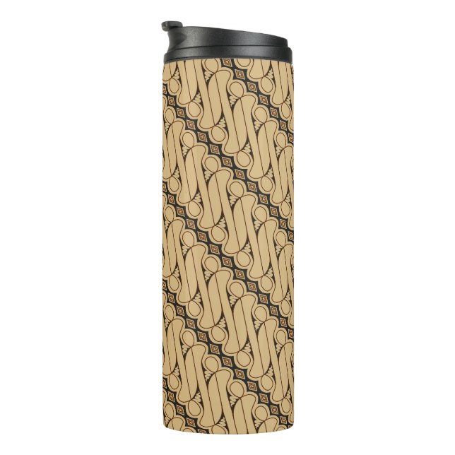 Batik Parang, Indonesian Pattern, Javanese, Ethnic Thermal Tumbler (Rotated Right)