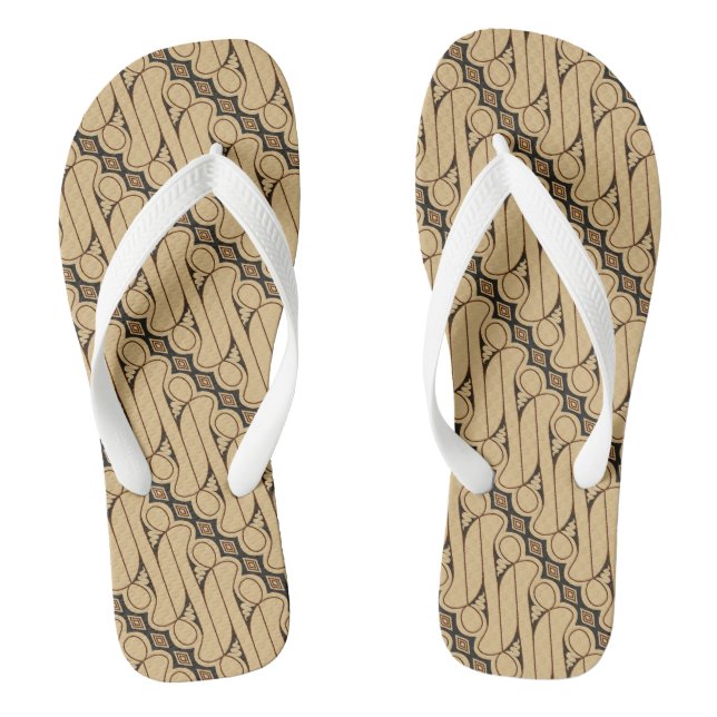 Batik Parang, Indonesian Pattern, Javanese, Ethnic Thongs (Footbed)