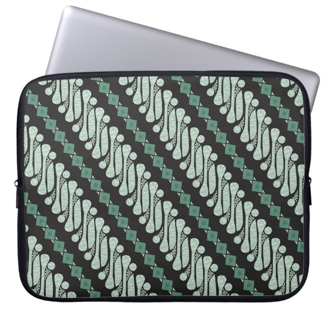 Batik Parang Yogyakarta: Modern Flora Pattern Laptop Sleeve (Front)