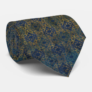 Batik Scroll Midnight Blue Tie