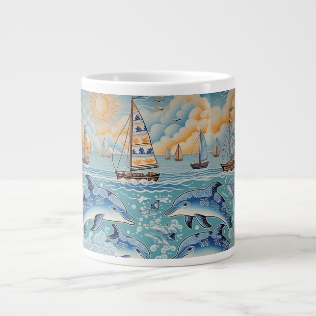 Batik Sea Odyssey Large Coffee Mug (Front)